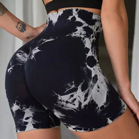 Tie-Dye Yoga Shorts for Women High Elastic Gym Shorts Push Up Sports Shorts Running Workout Fitness Women Short Sports Leggings