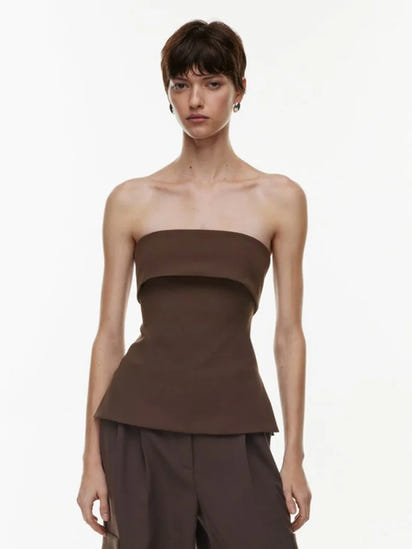 Solid Tube Tops For Women Strapless Bra Turndown Slash Neck Lenceria Femenina Backless Bralette Femme Split Bandeau Top Sexy