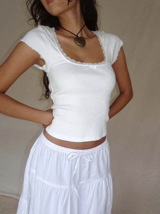 Chic Vintage Lace-Trim Tee™