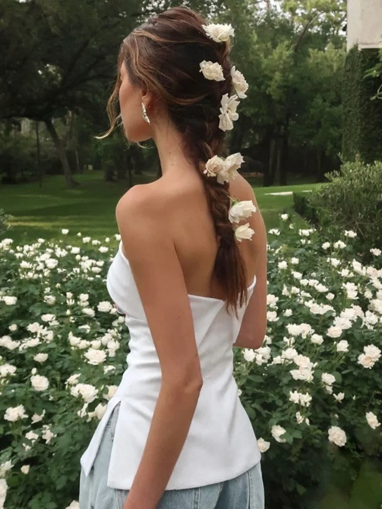 Solid Tube Tops For Women Strapless Bra Turndown Slash Neck Lenceria Femenina Backless Bralette Femme Split Bandeau Top Sexy