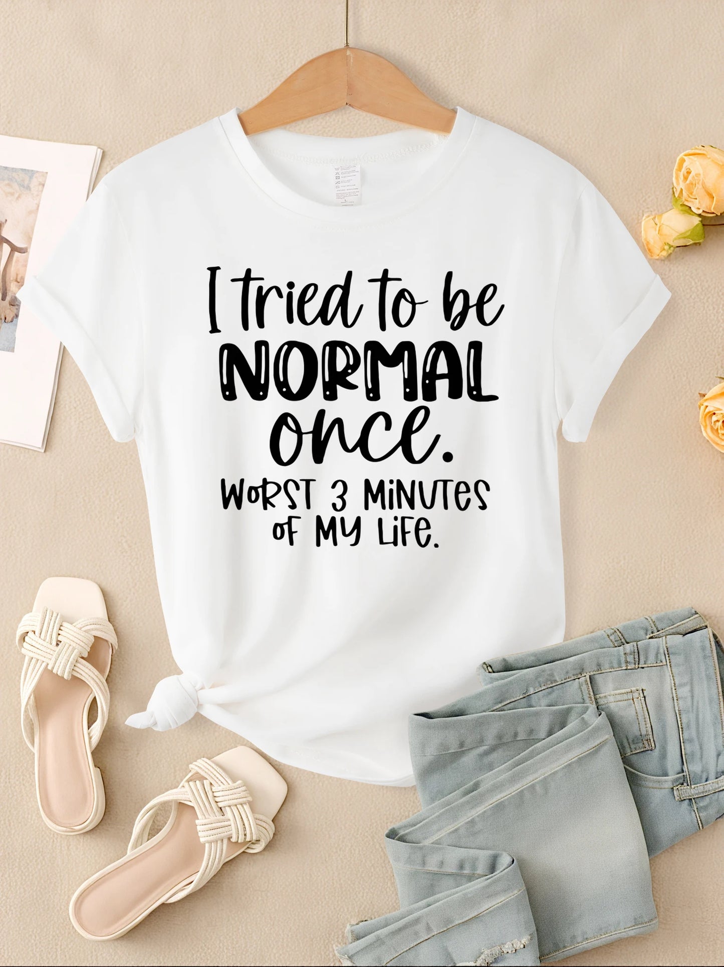 I Tried To Be Normal Once Print Women T-Shirts Multicolor Modal Short Sleeve Trendy Sports Clothes Casual Hip Hop Clothing