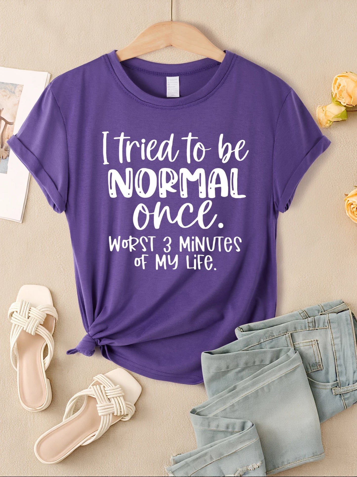 I Tried To Be Normal Once Print Women T-Shirts Multicolor Modal Short Sleeve Trendy Sports Clothes Casual Hip Hop Clothing