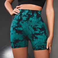 Tie-Dye Yoga Shorts for Women High Elastic Gym Shorts Push Up Sports Shorts Running Workout Fitness Women Short Sports Leggings